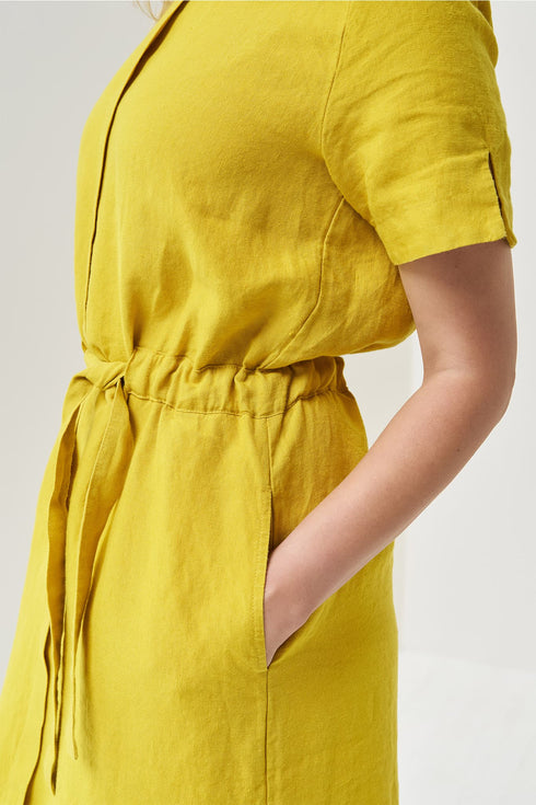 Image 3 of Summer linen dress features side pockets and a linen belt Milo from Baltic Linen